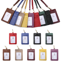 Nouvelle mode porte-carte d'identité en cuir PU Crocodile Bus Badge lanière carte pochette portefeuille cou sangle Clip fermeture pour cartes de crédit