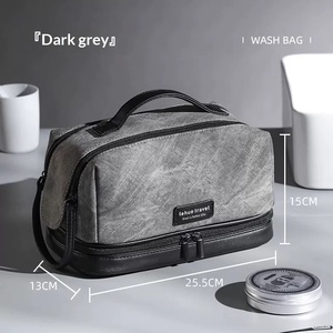 Trousse de Toilette de Voyage Double Couche Personnalisable avec Logo, en <span class=keywords><strong>Cuir</strong></span> PU Résistant à l'Eau, Grande Ouverture, Double Fermeture Éclair, Séparation Humide/Sèche - Product Image 1