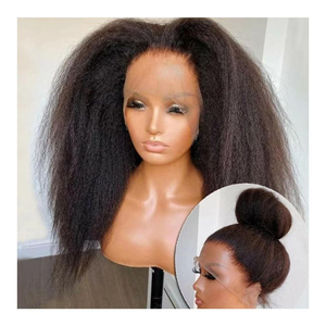 วิกผมตรงยาวแบบมีลูกไม้ด้านหน้าผมยาวแบบชาวบราซิลคลื่นลึกวัสดุลูกไม้สวิสสีธรรมชาติ - Product Image 1