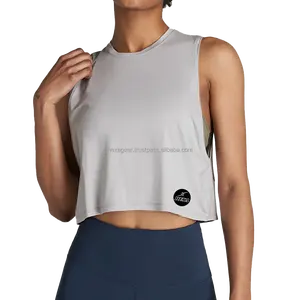 Hexa Pro Gear定制尺寸裁剪肌肉背心，专为灰色混合高个子女性瑜伽锻炼