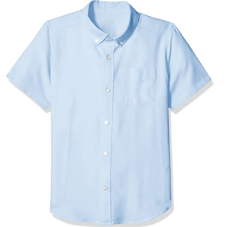 Custom logo Polo neck Printing Machine School Uniform kids unisex blue white shirts