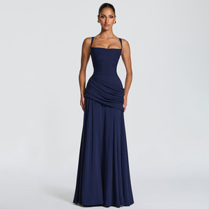 Elegante y Sexy <span class=keywords><strong>Vestido</strong></span> Largo de <span class=keywords><strong>Sirena</strong></span> con Tirantes y Escote Pronunciado, Color Sólido, Ajustado en la Cintura, Sin Espalda, Cola de Pez para Mujer - Product Image 5