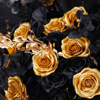 Boule de fleurs en plumes de rose noire dorée de 70 cm, centre de table, décoration, arrangement floral de mariage, banquet, événements, accessoires de bouquet A8187
