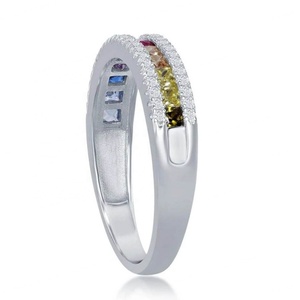 แหวนผู้หญิงประดับเพชรเทียมหลากสีแบบช่องฝังเรียงเรียงกัน - Product Image 2