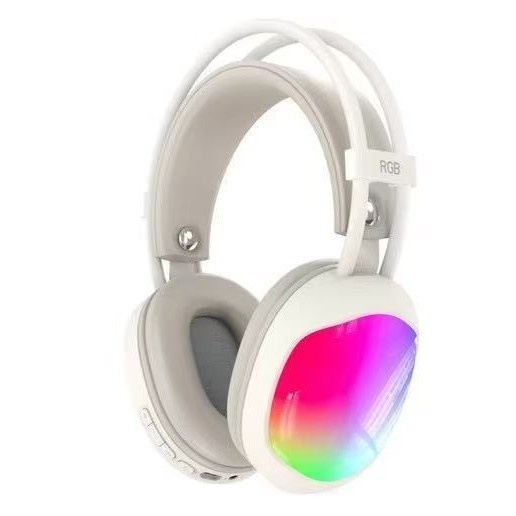 Macaron RGB Light-Up Sports Gaming Headphones with Card Slot Wireless for 5.3 Low Latency Waterproof Over-Ear Design