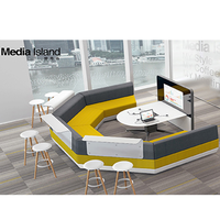 Sofá de Oficina Moderno de 3 Plazas en Cuero Sintético, Sofá Modular Curvo para Visitas, Recepción Comercial, Vestíbulo de Oficina