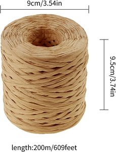 Mới 218 mét Raffia giấy thủ công băng đóng gói giấy quanh co, 1/4 inch bằng 218 yard (kraft) - Product Image 2