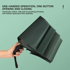 Paraguas Plegable Compacto Clásico de Pongee con Revestimiento de Protección Solar, Unisex, Portátil, Plegado Automático, Venta al Por Mayor - Product Image 3