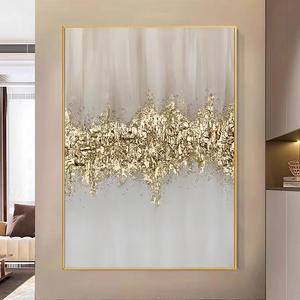 Pintura Decorativa Acrílica Hecha a Mano con Lámina Dorada, Arte Mural Moderno Personalizado, Pintura al Óleo Abstracta Texturizada <span class=keywords><strong>sobre</strong></span> <span class=keywords><strong>Lienzo</strong></span> para Decoración del Hogar - Product Image 2