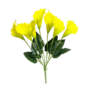 7 Cabezas de Lirios Calla Artificiales de EVA con Textura, Ramo Amarillo para Decoración de Bodas y Hogar - Product Image 5