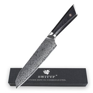 <span class=keywords><strong>Couteau</strong></span> Santoku japonais de qualité supérieure, cœur en acier VG10 à 67 couches - Product Image 5
