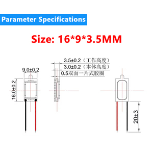Haut-parleur dynamique micro carré de 16 mm 1609 8 ohms 0,5 W avec fil, haut-parleur personnalisé à décibels élevés, composants acoustiques certifiés ROHS - Product Image 2