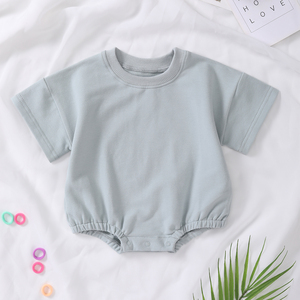 発送準備完了 フレンチテリー ベビーボディスーツ 幼児用バブルスウェットシャツロンパース オーガニックコットン ベビーショートロンパース 赤ちゃん用 - Product Image 4