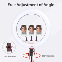 Lampu Cincin LED Selfie 18 inci Terlaris untuk Live Game Tiktok Makeup Video Kecantikan dengan Tripod 2.1m