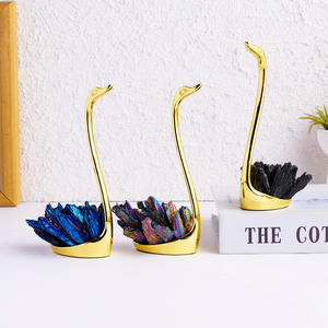 Adorno de Plumas de Cisne con <span class=keywords><strong>Turmalina</strong></span> <span class=keywords><strong>Negra</strong></span> y Azul Aura, Hecho a Mano con Cristales Naturales Curativos, Venta Directa de Fábrica - Product Image 5