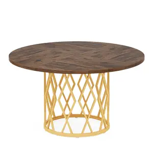Tribesigns 47 inch modern accent wooden round brown dining room table for kitchen