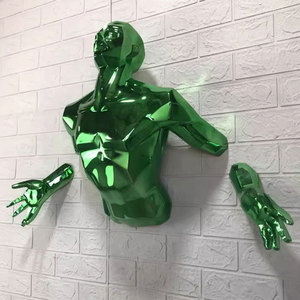 Escultura Moderna de Busto Masculino en Resina 3D, Color Verde Cromo, para Decoración de Paredes Interiores de Hogar o <span class=keywords><strong>Restaurante</strong></span> - Product Image 3
