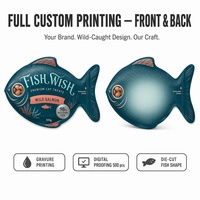 Bolsa de Mylar con Forma de Pez Personalizada para Golosinas de Gato, con Ventana Redonda, Cierre Hermético, Diseño de Pez Salvaje, Bolsa de Empaque para Alimentos de Mascotas para Amantes de los Gatos