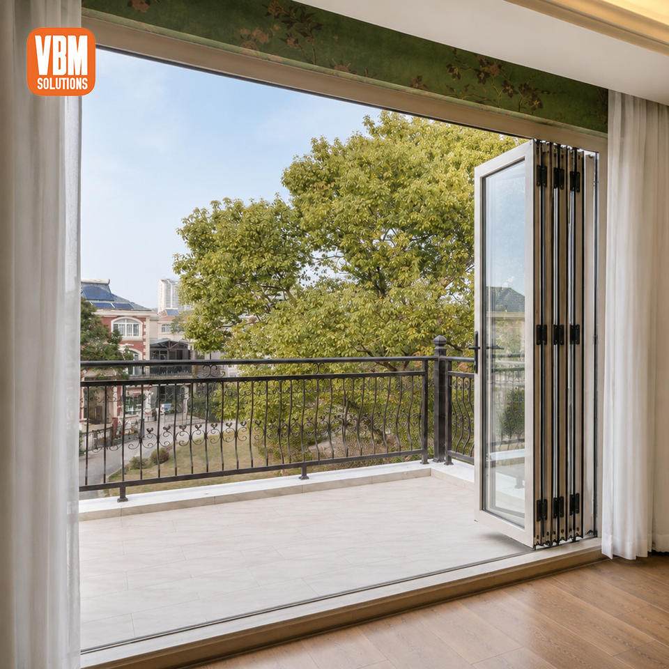Full View Aluminum Folding Door Multi Panel Tempered Glass for Balcony ...