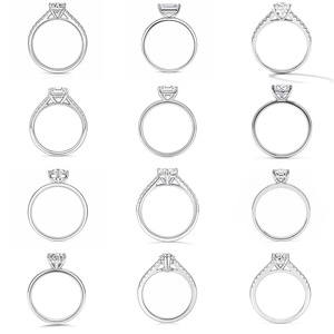 Anillo de compromiso de plata S925 para mujer con moissanita de 1 quilate, corte esmeralda, piedra de aschmalt en forma de corazón y huevo de paloma - Product Image 5