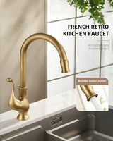 Robinet de cuisine en laiton antique, 360° °   Robinet de cuisine haut pivotant, en bronze, mitigeur monocommande, robinet d'évier à bec haut arqué