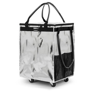 กระเป๋าช้อปปิ้งแบบพับได้ทรงเรขาคณิต ผ้าโพลีเอสเตอร์กันน้ำ ยี่ห้อ Oxford พร้อมหูหิ้ว PP Webbing ปิดด้วยซิป  โลโก้สั่งทำได้ พกพาสะดวก - Product Image 1