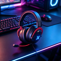 Auriculares para Juegos con Sonido Envolvente 7.1, Directo de Fábrica, Conexión USB Plug and Play, Auriculares Supraaurales con Micrófono Desmontable 2.0/7.1, App