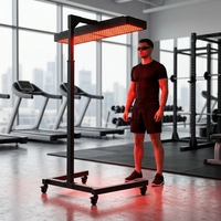 Appareil de luminothérapie rouge portable sur pied avec support métallique renforcé et roulettes pour grand panneau de luminothérapie infrarouge