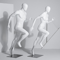 Mannequins sportifs en fibre de verre de couleur blanche, couple musclé, mannequins de course à pied, mannequins de corps entier avec tête