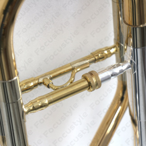 Trombón Profesional <span class=keywords><strong>de</strong></span> Primera Calidad, Cuerpo <span class=keywords><strong>de</strong></span> Latón Dorado, Bb/F, Trombón Tenor Plateado con Bisagra - Product Image 4