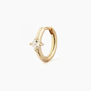 Bohemian 925 Siver Fashion Solitaire Square Zirconia Huggie Hoop Earring