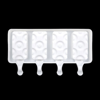 Moule à glace et à sucettes glacées 4 cavités Petits cercles Silicone de qualité alimentaire Écologique Démoulage facile Outils de fabrication de glace d'été Sac OPP