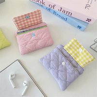 Dompet berlapis lucu tempat kartu gadis Kawaii warna Solid kantong koin Mini Dompet kunci
