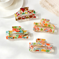 Hete aanbieding, hoogwaardige zoete zomerfruit haarclips, 6 soorten tropische fruitprint, vakantie haaraccessoire