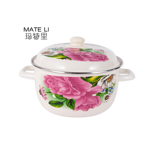 Batterie de cuisine universelle de grande capacité directe d'usine épaissie avec <span class=keywords><strong>pot</strong></span> à soupe <span class=keywords><strong>en</strong></span> émail floral - Product Image 2