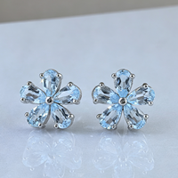 Fabrik-Großhandel 18K Gold/Rhodium-Plattierte 925 Sterling Silber Verschiedene Arten von Natürlichen Edelsteinen Blumen-Ohrstecker für Damen