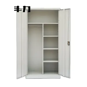 Metal Standard Size H1850*W900*D450mm Steel Wardrobe Cabinet Bedroom Two Cupboard 2 Door Metal Wardrobe <strong>Locker</strong> - Product Image 1