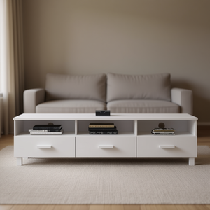 <b>White</b> Modern <b>Living</b> <b>Room</b> Cabinet 3 Drawers 3 Shelves Storage Furniture for Home - Product Image 2