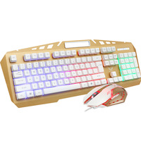 Ensemble clavier mécanique métallique RVB rétroéclairé 78 touches et souris sans fil 2400 DPI pour le gaming, interrupteurs noirs, en stock, vente en gros