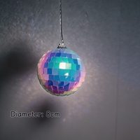 Boules de Noël en mousse de verre incassable, style disco, effet miroir holographique, faites à la main, haute qualité, 1 couleur, pour sapin de Noël