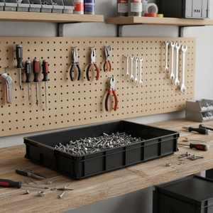 HAOSEN HS-1914 <span class=keywords><strong>Cassa</strong></span> in Plastica PP Multifunzionale Resistente all'Usura Impilabile con <span class=keywords><strong>Fondo</strong></span> Rinforzato Pratica e Conveniente per la Spedizione - Product Image 1