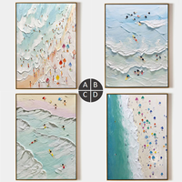 Mur Photos D'été Plage et Personnes Paysage Marin Thème Hôtel Moderne Paysage Toile Art Travail Couteau Peinture À L'huile 3D Décor À La Maison