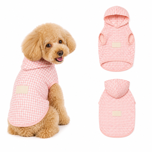 Plaid Rainbow Label Dog Shirt Light Breathable Hooded Pet Coat Sun Protection Daily Outdoor <b>Clothes</b> For Small Medium Puppy - Product Image 1