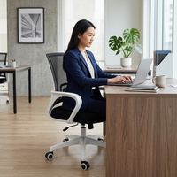 Chaise de bureau pivotante en maille la moins chère, cadre blanc, chaise de personnel, chaise d'ordinateur rotative