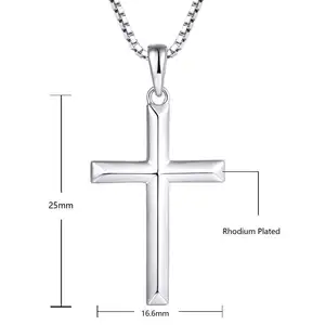 925 Sterling Silver Keepsake Memorial Cross Jewelry S925 Silver Pendant Cross Necklace For Men Women