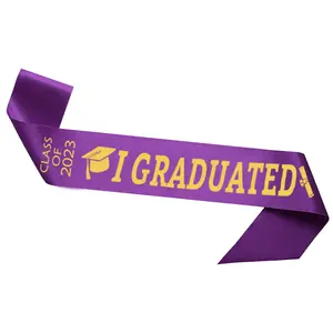 Graduation Season Class Of 2024 Graduation Party Shoulder Strap I GRADUATED Ribbon Ceremonial Belt