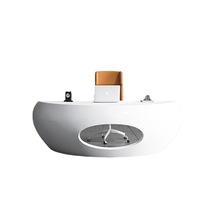 Bureau de patron demi-rond incurvé de luxe blanc Bureau exécutif au design moderne