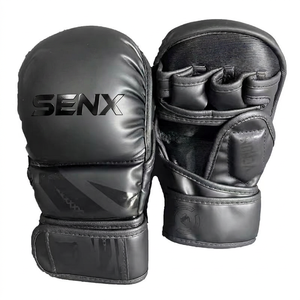 <span class=keywords><strong>Guantes</strong></span> de MMA Profesionales de 7 oz en Negro Mate para Entrenamiento Sanda Sparring Grappling Muay Thai con Diseño Impreso Tallas 6 oz 8 oz para Gimnasios - Product Image 1