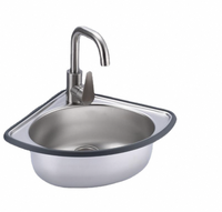 Évier d'angle ultra-compact en acier inoxydable 304 sans robinet, design moderne