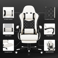 Siège de jeu inclinable avec repose-pieds, accoudoirs réglables, roulettes pivotantes, base à cinq étoiles, coussin lombaire, chaise large et rembourrée pour la maison et le studio